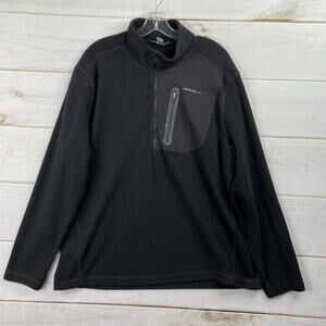 Eddie Bauer Pullover Mens XL Black Performance Half Zip Fleece Lightweight